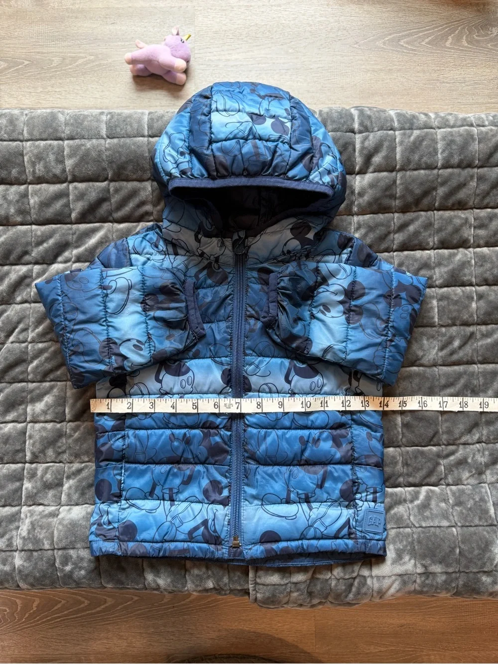 GAP Disney Blue Mickey Mouse Puffer Jacket with Hood
